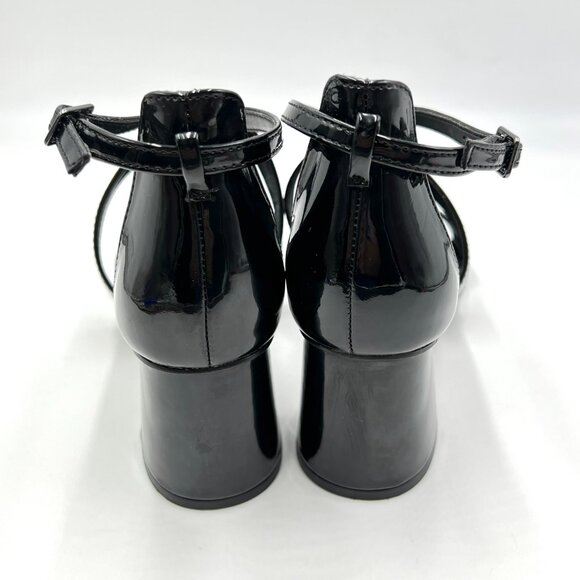 Anne‎ Klein Womens Size 6.5 Black Patent Block Heels Dress Sandals Shoes - Picture 7 of 13